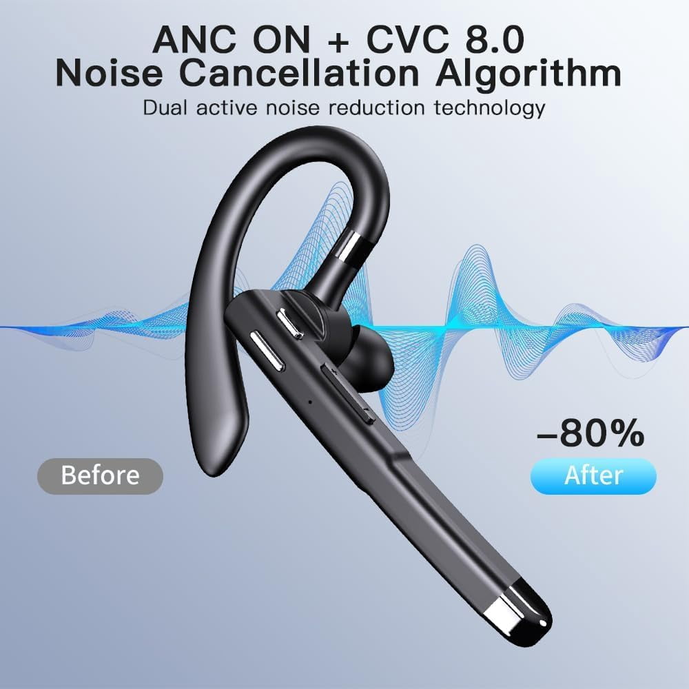 HRTGFD-Bluetooth Headset with USB Type C 270 Degrees Rotatable Microphone for Truck Driver Bussiness and Travel