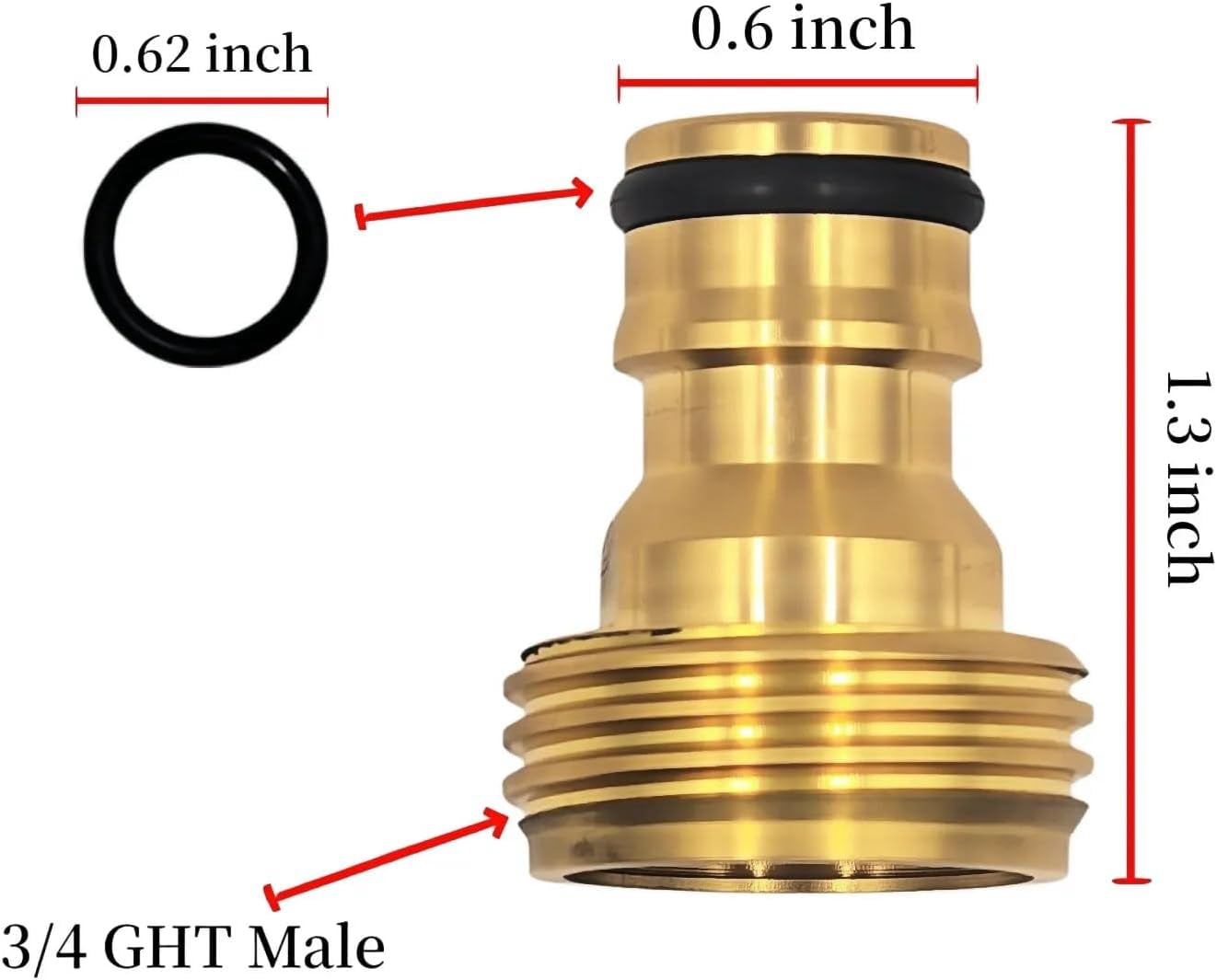 HRTGFD-Brass 3/4 Inch GHT Garden Hose Quick Connect Fittings, Quick Connect Hose Fittings, Hose Quick Connect (2 Sets, 2 Female+2 Male)