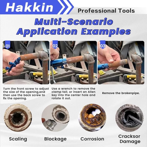 HRTGFD-Broken Pipe Thread Extractor Tool for 1/2", 3/4", 1" Pipes, Faucet Removal Tool Stripped Pipe Extractor Set with Internal Pipe Wrench, for Rusted/Damaged Bolts & Pipe Threads
