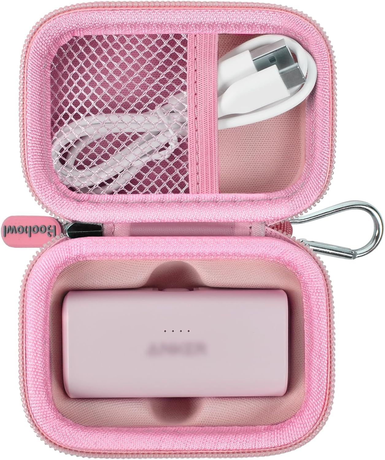 HRTGFD-Case Compatible with Anker Nano Portable Charger Power Bank, 5,000 Mah, with Built-in Lightning Connector, Charging Battery Pack Storage Holder for amelema/for LanLuk/for Feob (Box Only)-Pink