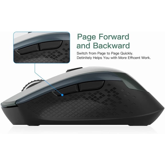 HRTGFD-Cimetech Wireless Ergonomic Mouse, 2.4G Computer Optical, 6 Buttons, Silent With USB Receiver, 3 Adjustable DPI for Laptop, Desktop, Mac, PC - Dark Green