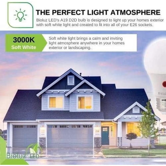 HRTGFD-Dusk to Dawn Light Bulb, 9W (60W Equivalent) A19 LED Light Bulb with Photocell Sensor, Auto On/Off, 3000K Soft White Indoor/Outdoor Light Bulbs for Porch, Yard, Hallway UL Listed 6-Pack