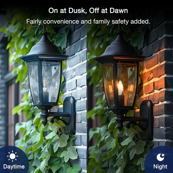 HRTGFD-Dusk to Dawn Outdoor Sensor LED Edison Bulbs, 4W (40W Eqv.), 450LM, B11 LED Candelabra Bulb E12 Base, Auto On/Off Photocell for Energy-Efficient, 2700K Soft White, 4 Pack