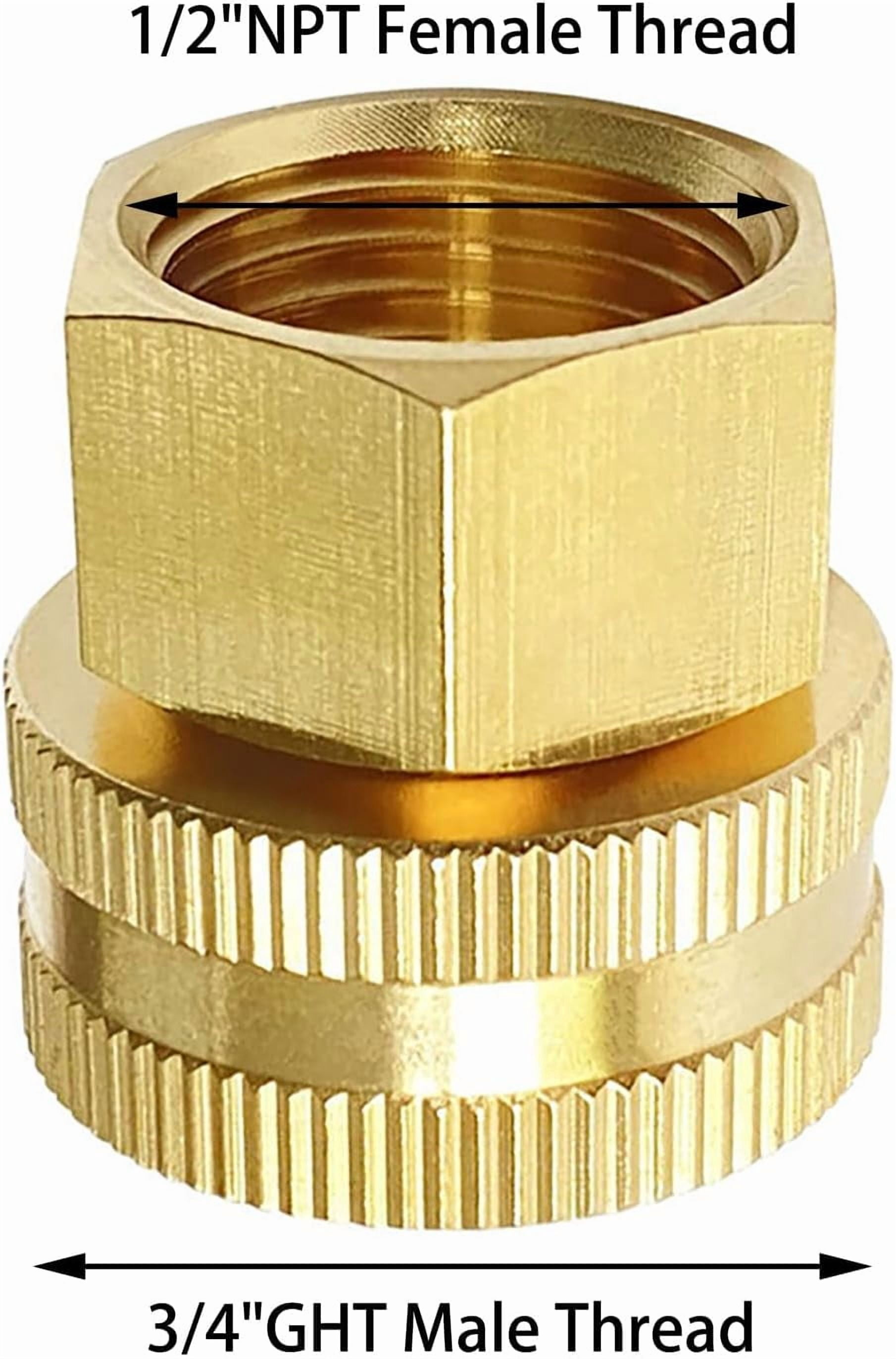 HRTGFD-Garden Hose Brass 3/4 Inch GHT to 1/2 NPT Double Female Thread Fitting Horticultural Thumb Quick Connect Adapter Car Wash Faucet Connection Accessories