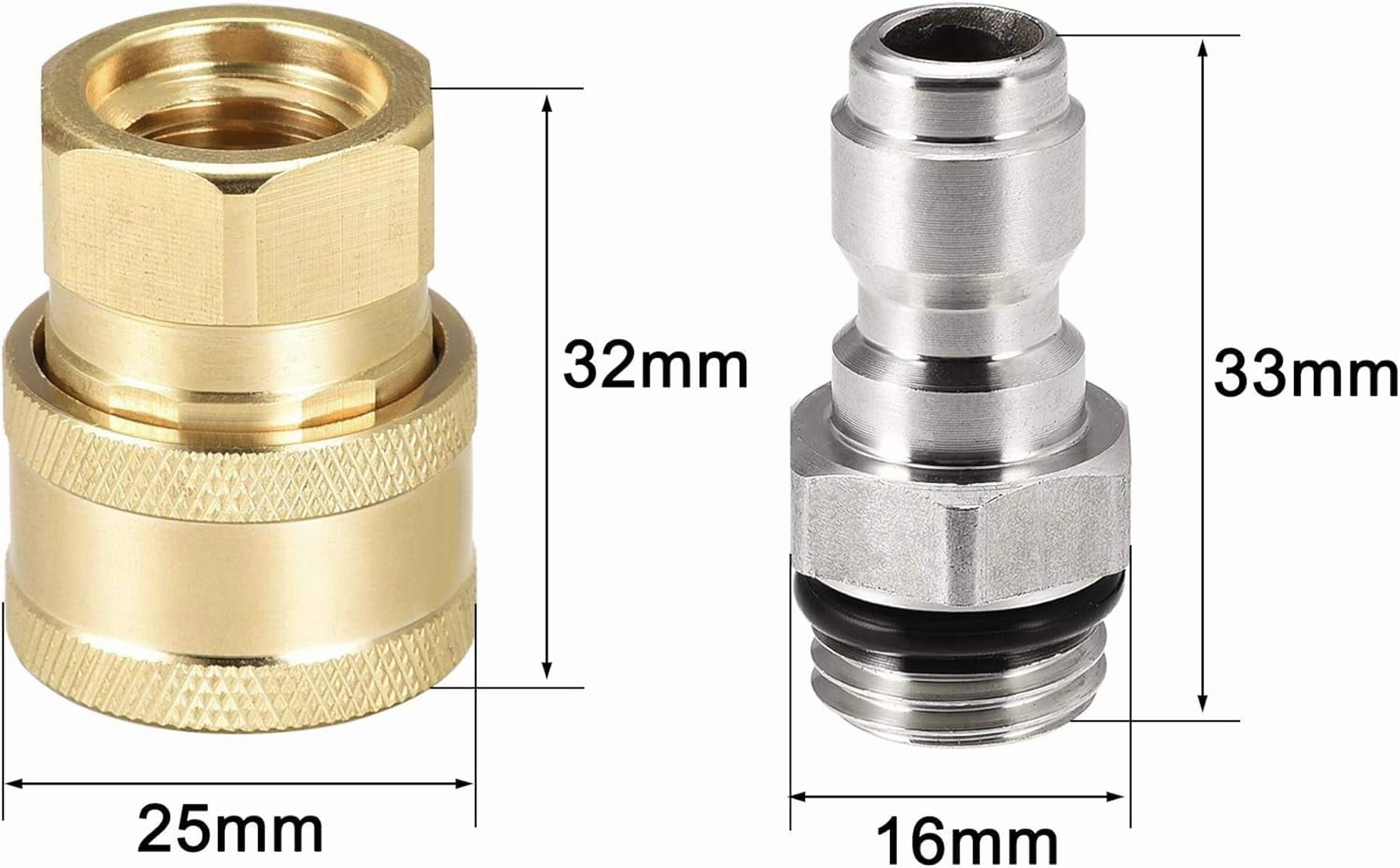 HRTGFD-Garden Hose Brass Quick Connect Set M14x1.5 Male & Female Thread Stainless Steel Fittings Water Hose Connectors Pressure Washer Adapter, 2 Sets