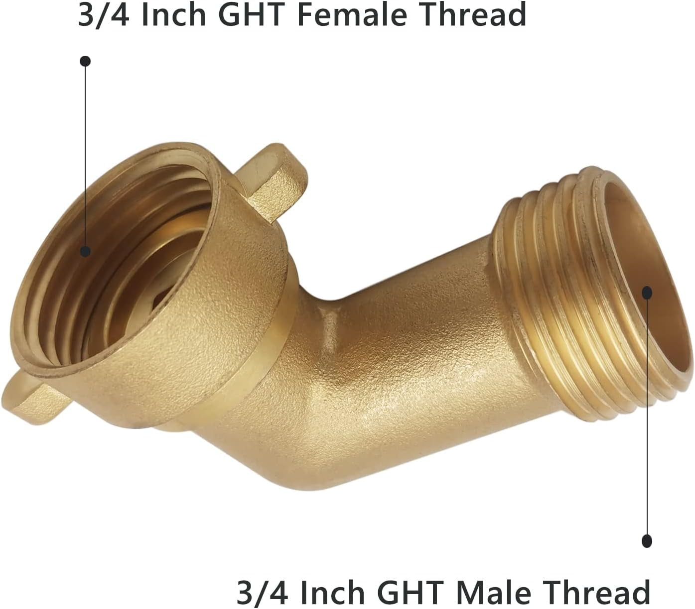 HRTGFD-Garden Hose Connector, 90 Degree Elbow Adapter Hose Quick Connect Fittings (2-Pack) 3/4 Inch, Solid Brass Pipe Fitting