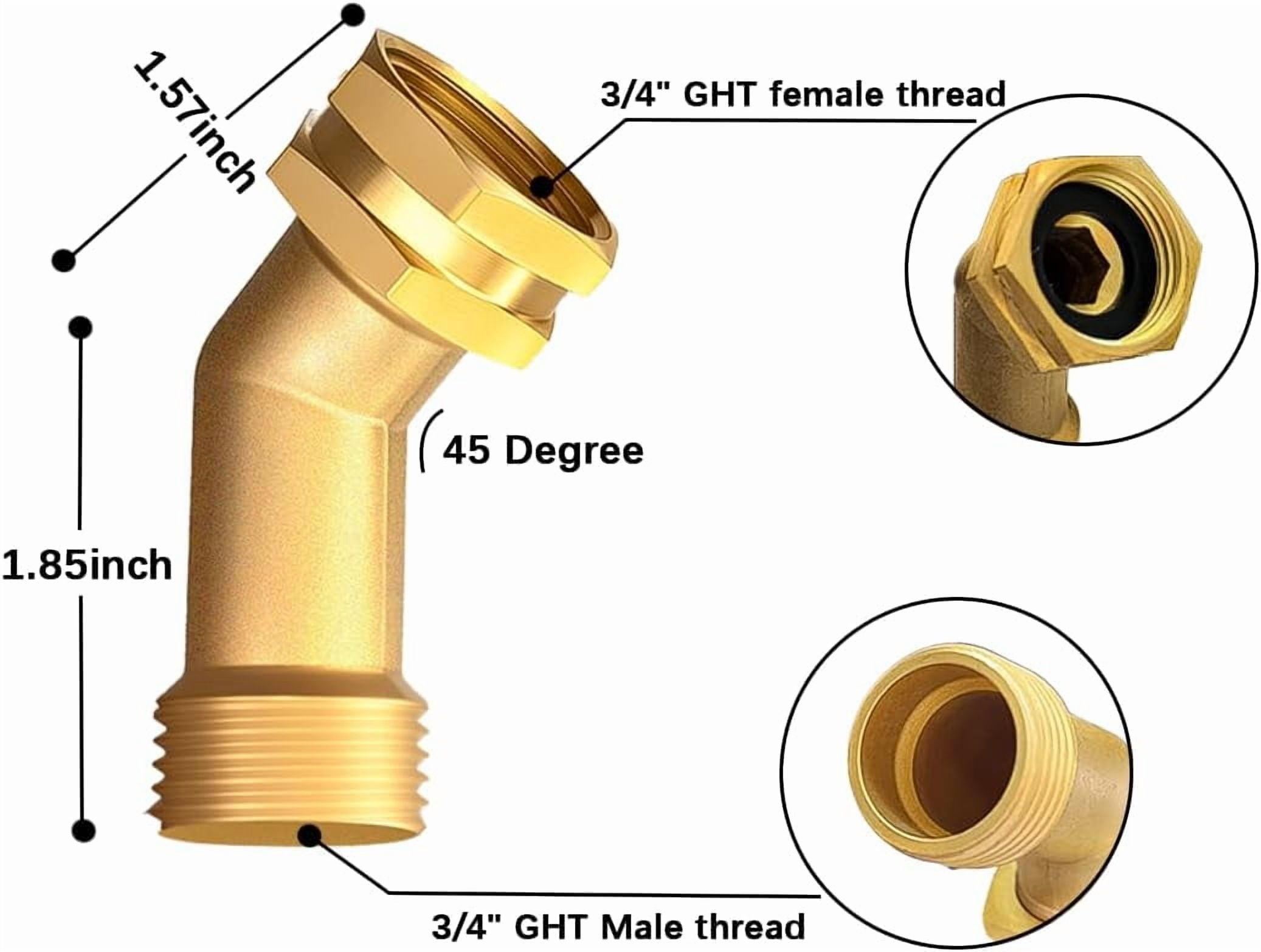 HRTGFD-Garden Hose Elbow Connector 45 Degree Brass Hose Elbow Fitting Quick Swivel Connect Adapter Thread Size 3/4" FHT x 3/4" MHT (2 SETS)