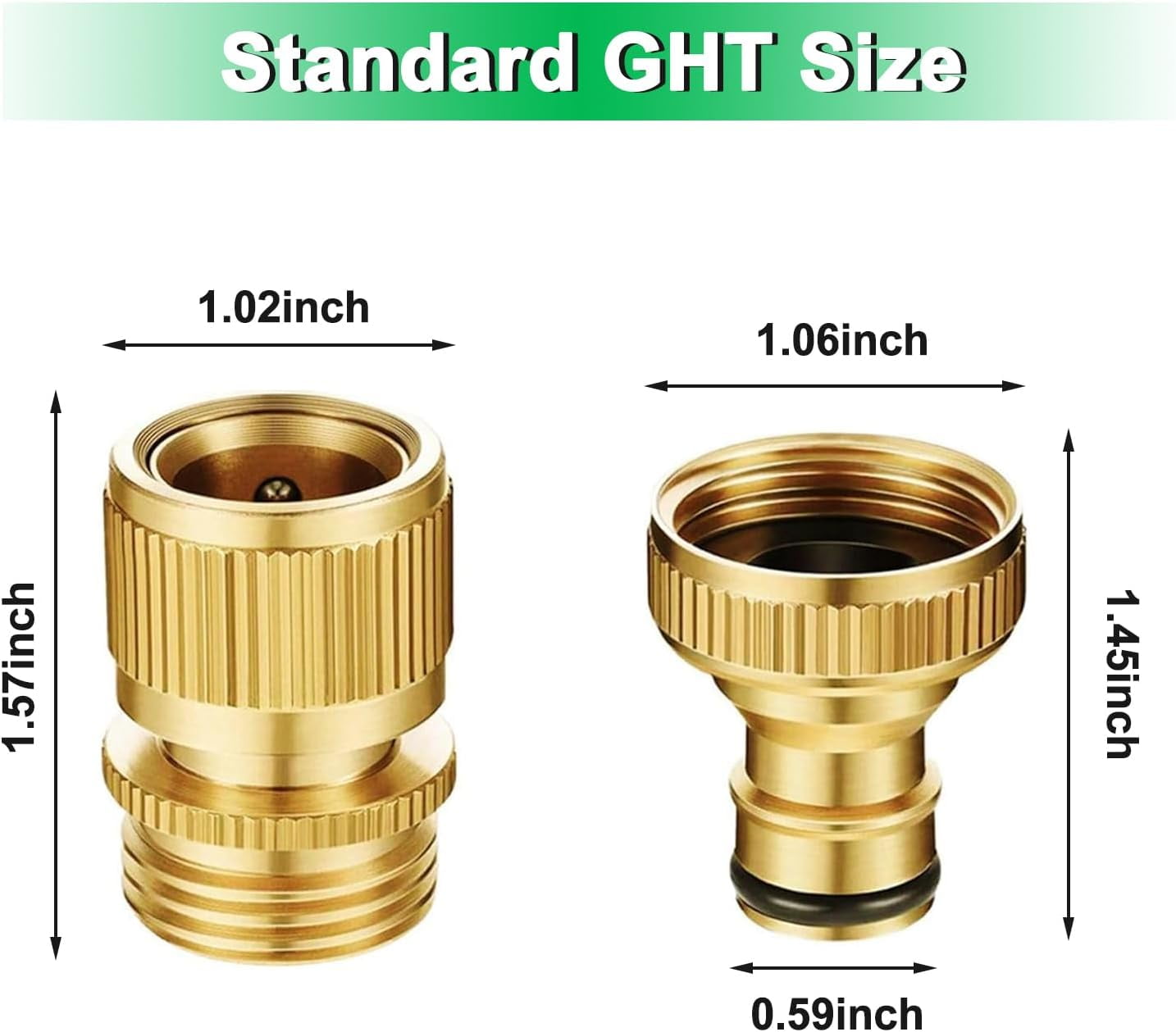 HRTGFD-Garden Hose Quick Connect 3/4" GHT Leak-Proof Solid Brass Hose Connector for RV Sprinklers (2 Pack)