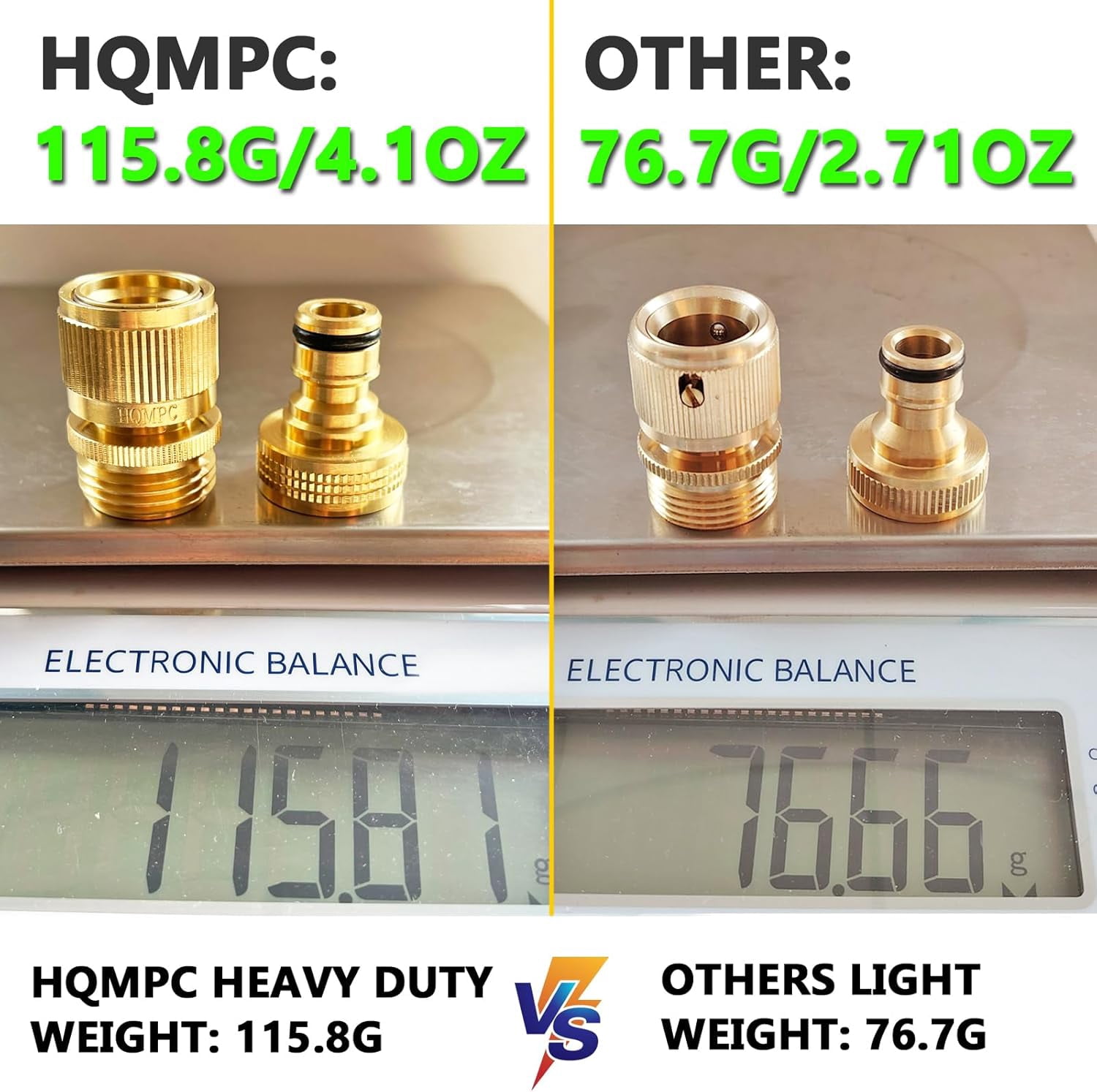 HRTGFD-Garden Hose Quick Connect Solid Brass Quick Connector Garden Hose Fitting Water Hose Connectors 3/4 inch GHT (2SETS)