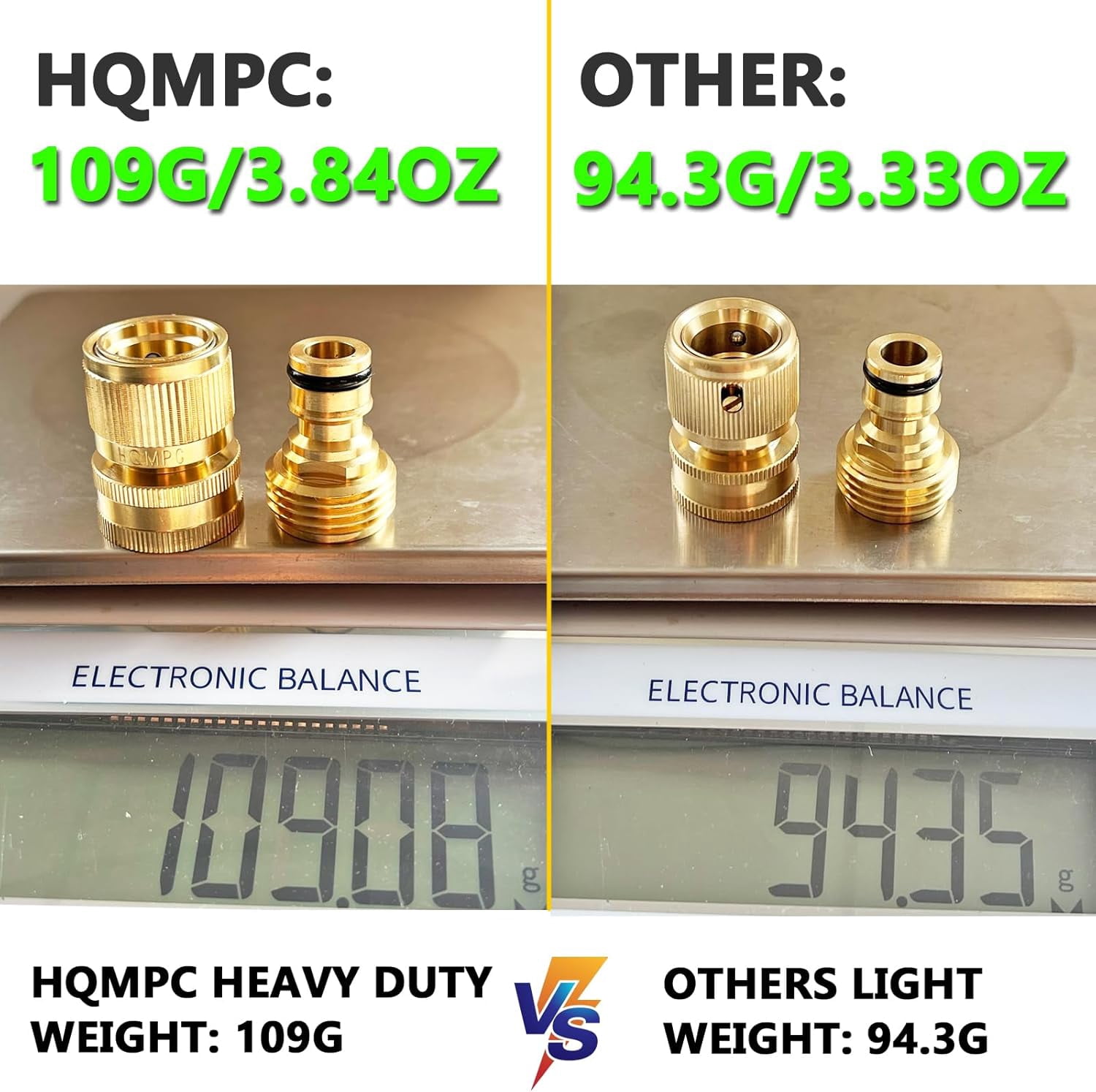 HRTGFD-Garden Hose Quick Connect Solid Brass Quick Connector Garden Hose Fitting Water Hose Connectors Garden Hose Disconnect 3/4 inch GHT (2Sets) (2Female+2Male)