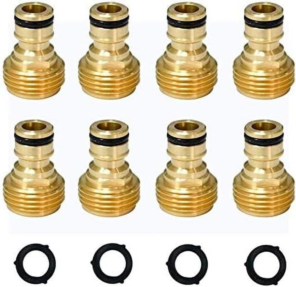 HRTGFD-Garden Hose Quick Connector 3/4 inch GHT Brass Easy Connect Fitting Male Only (3/4" 8PCS))