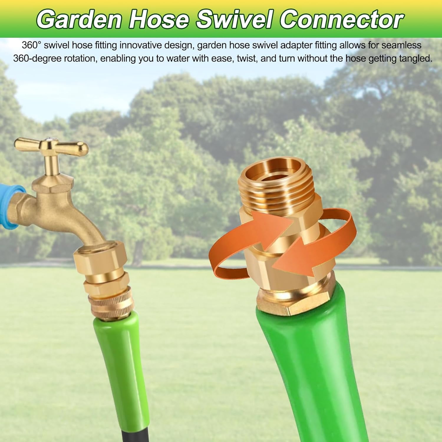 HRTGFD-Garden Hose Swivel Connector 3/4 GHT Female to Male Hose Adapter 360 Degree Water Hose Swivel Fitting For Pressure Water Hose Quick Connect Fittings 2 Pack with PTFE Leak Proof Tape and Washer