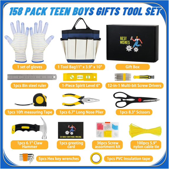 HRTGFD-Gifts for Teen Boys, Easter Gifts for Him 10 11 12 13 14 15 16 17 18 Year Old, Teenage Tween Boy Birthday Gifts Ideas for Son Boyfriend Husband Unique Housewarming Hand Tool Set