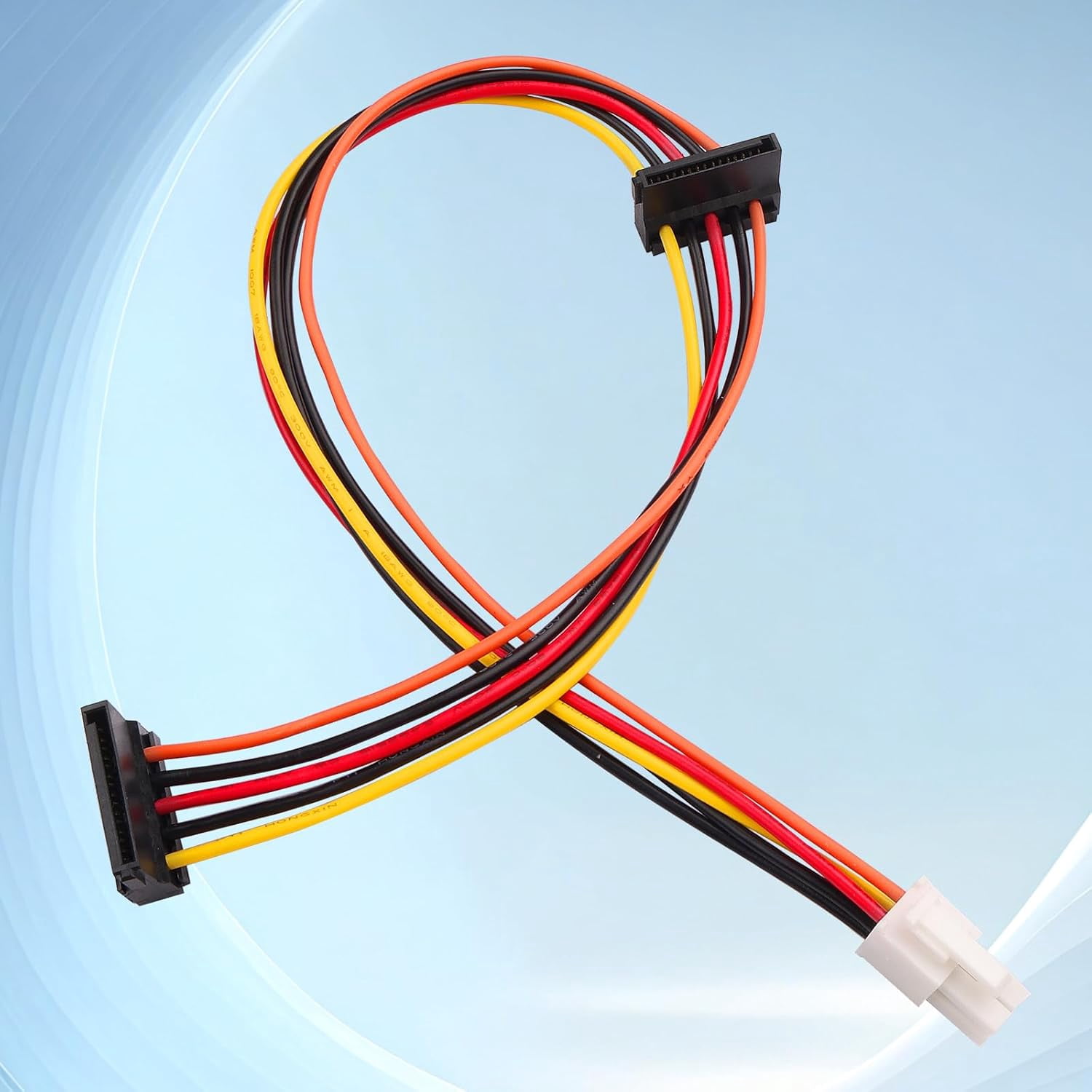 HRTGFD-HP Z600 Workstation–4Pin White Square Plug to Dual Black SATA 15Pin Connectors,18AWG Heavy-Duty Copper Wire,25cm+15cm Length,Compatible with SATA HDD/SSD/Optical Drives