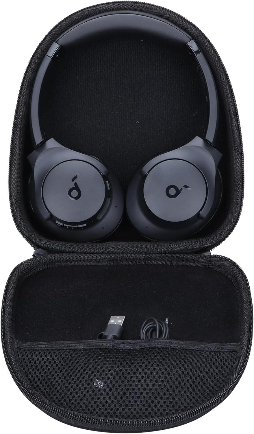 HRTGFD-Hard Carry Case Compatible with Anker Soundcore Life Q20 Q30 Q35 Q40 Q45 Q20+ Q20i Hybrid Active Noise Cancelling Headphones (Black Case)