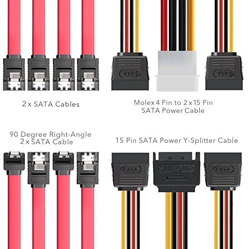 HRTGFD-Hard Drive Connector Pack: 4in1 SATA Data & Power Splitter Cables (6-pack)
