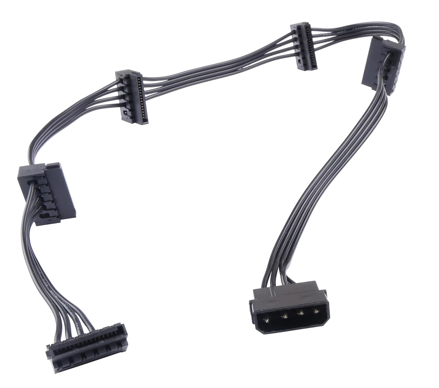 HRTGFD-IDE Molex 4 PIN Male to 5 x SATA 15 PIN Female Expansion Power Cable 23.6in 18AWG Tinned Copper - for PC/NAS/Server Mechanical Hard Drives/SSDs