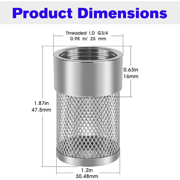 HRTGFD-Inlet Suction Strainer Mesh Filter 25MM Water Hose Strainer for Livewell Pump, Industrial Plumbing Inline Strainers and Sprayer Garden Hose Suction Line, Garden Hose Filter Screen - 2PCS