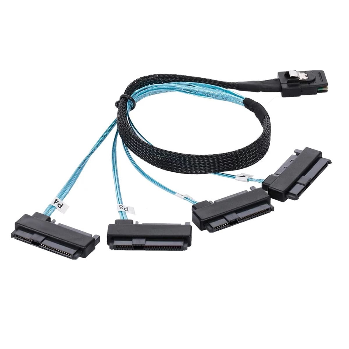 HRTGFD-Internal 36 Pin Mini SAS SFF-8087 Host to 4 SFF-8482 Target SAS Hard Disk and SATA Power Cable 50cm