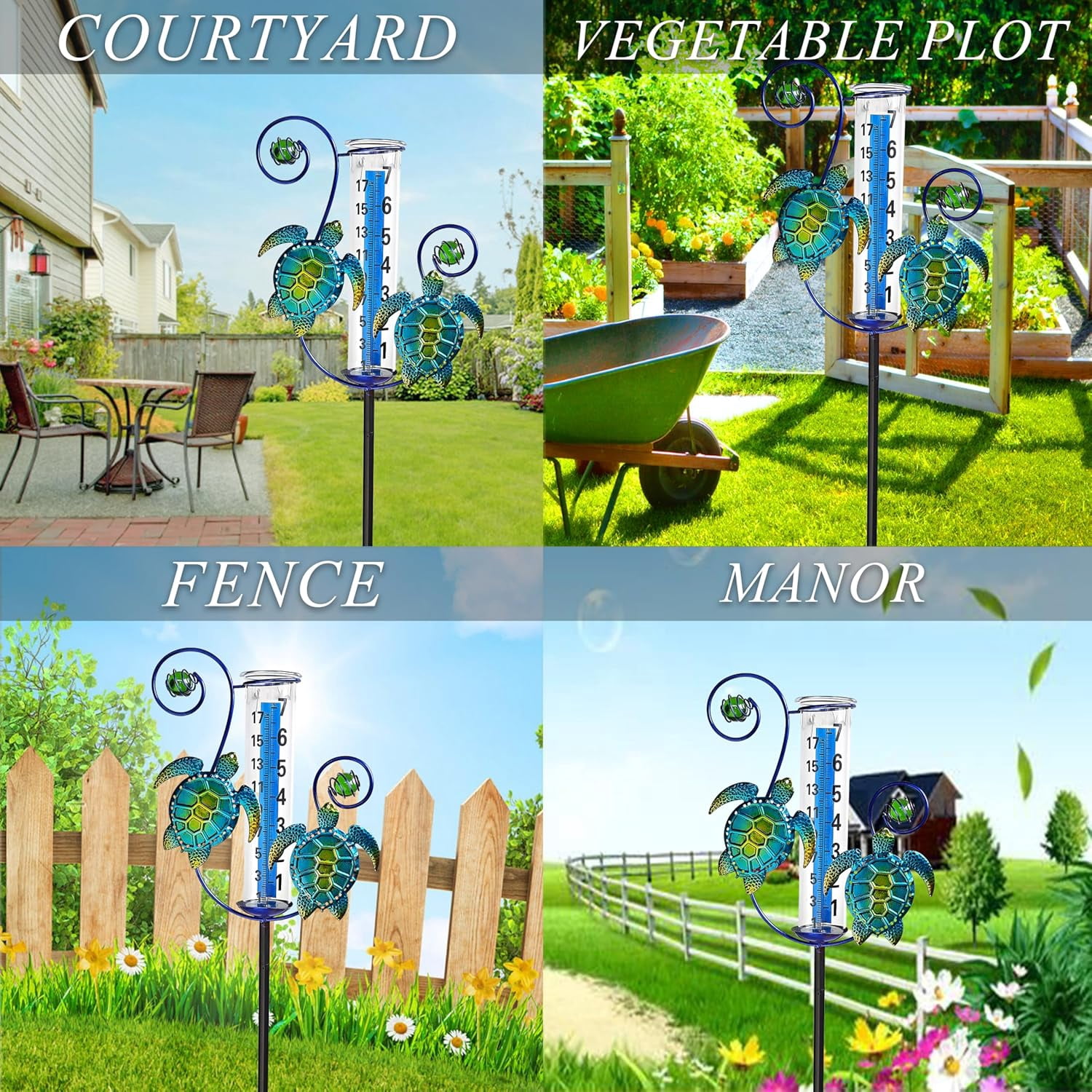 HRTGFD-JOYBEE Turtle Rain Gauge Garden Decor, Accurate Rain Gauges OutdoorsRain Gauge for Yard with Stake, Decorative Rain Measure Gauge for Garden, Deck, Lawn with Large Numbers