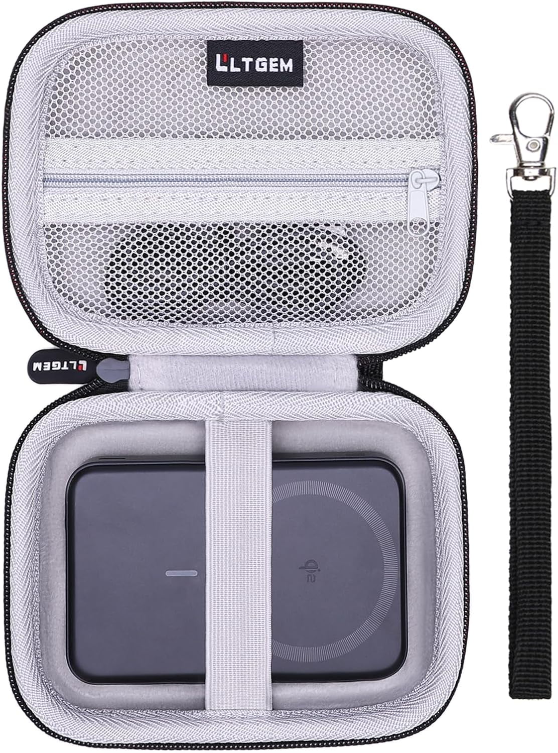 HRTGFD-LTGEM Power Bank Case Compatible with Anker MagGo / 633/622 / 621/321 Magnetic Battery, Black + Gray (Case Only)