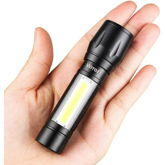 HRTGFD-Led Flashlight Rechargeable USB Torch Mini Small Light Super Bright Handheld Tiny Portable Pocket Keychain Flash Light with COB Side Searchlight High Lumens Zoomable Emergency Camping 2 Pack
