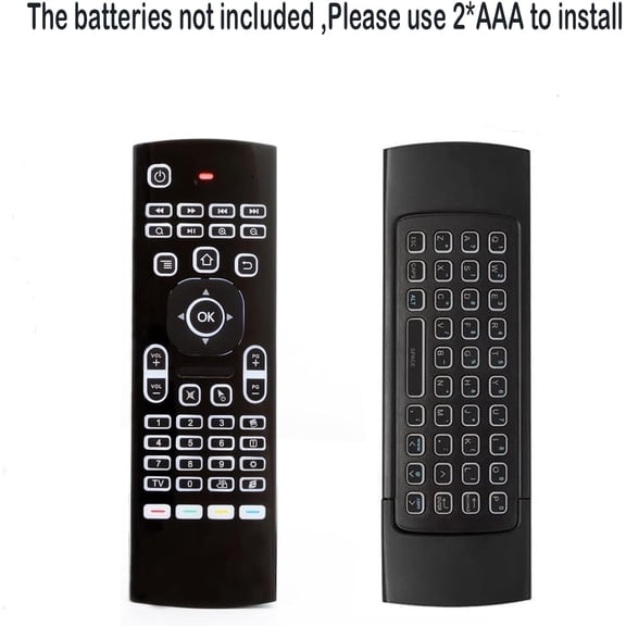 HRTGFD-MX3 Pro Mini Keyboard Backlight Fly Remote Mouse,Android TV Remote Control,IR Learning Mini Wireless Keyboard for Android TV Box.HTPC.IPTV,Networked Set-top Box,Mini PC(Battery not Included)