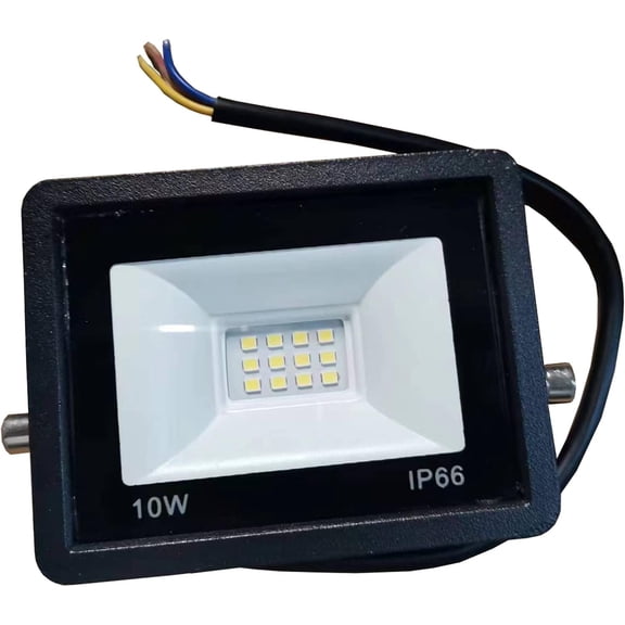 HRTGFD-Outdoor LED Flood Lights 10W 100-240V IP66 Waterproof 800Lm Super Bright Work Security Light 6500K 120 Beam Angle Hardwired Wall Lamp for Garden Stadium Garage Porch Patio Landscape, 1 Pack