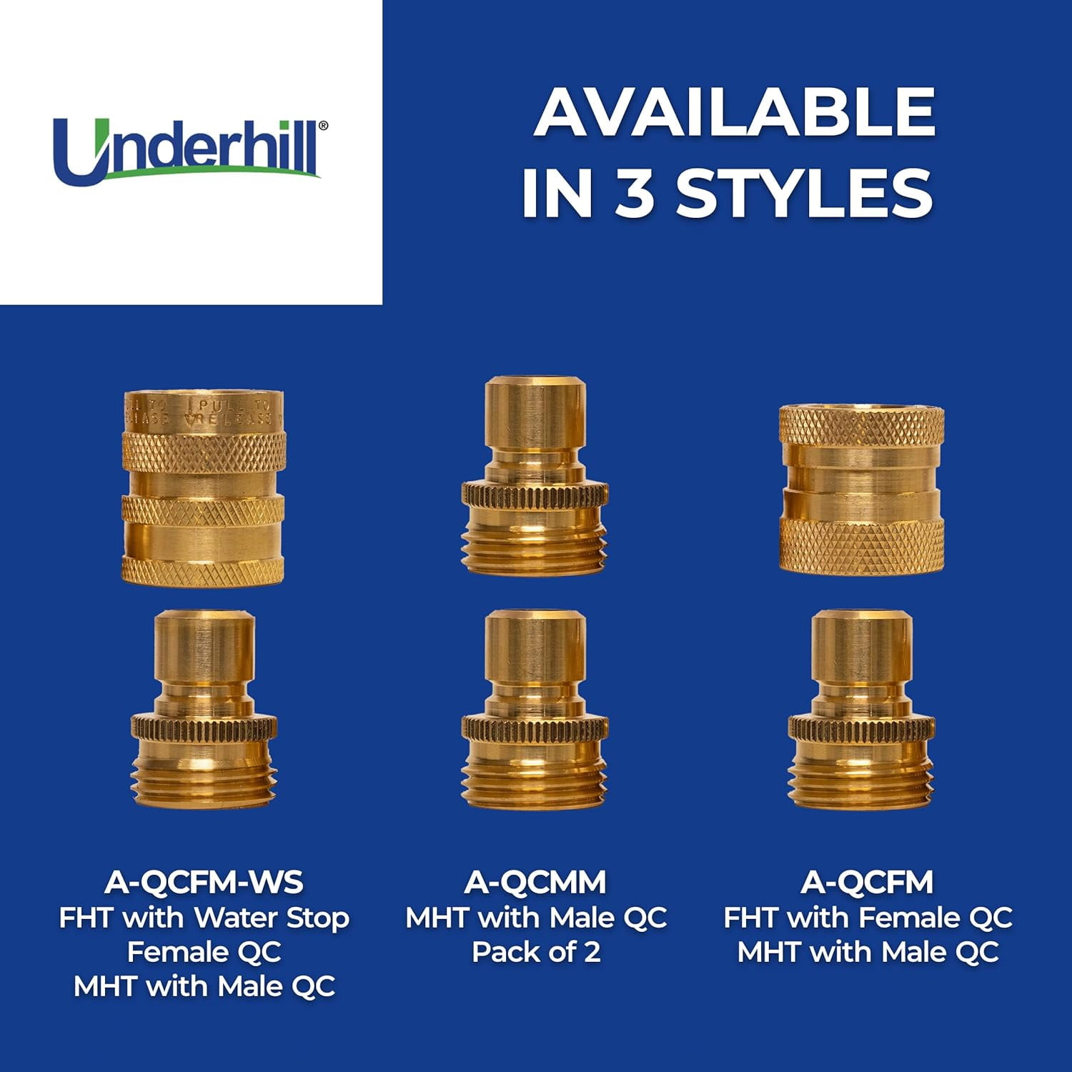 HRTGFD-ProLine Quick Connect Garden Hose Fittings Connector Attachment, Heavy-Duty, Solid Brass, with Male Threaded Adaptor, A-QCFM