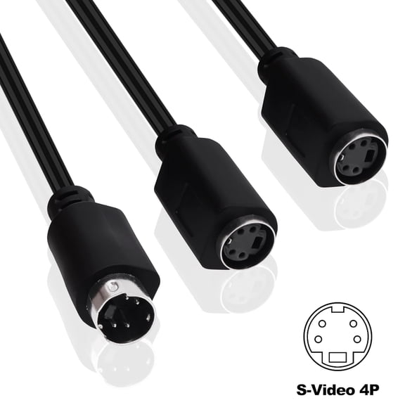 HRTGFD-S-Video Cable Mini Din 4 Pin SVideo Y Splitter Extension Cable 4 Pin Mini Din SVHS Y Splitter Lead Cord Male to Female Connector for HDTV VCR DVD Projector Camera Camcorders -30cm