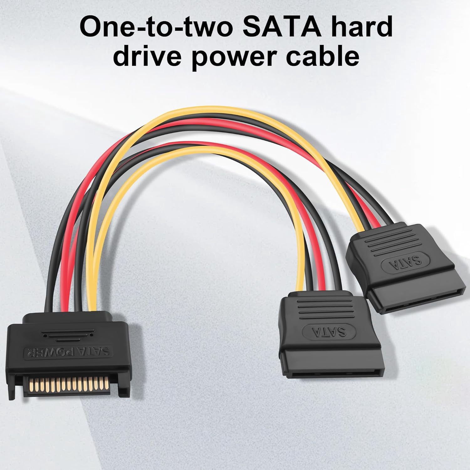 HRTGFD-SATA 15PIN to 2 Serial ATA Power Splitter Cable, 18AWG 20cm Y-Splitter Adapter for HDD SSD Optical Drive - 1 to 2 SATA Power Connector Extension Cord(Pack of 2)