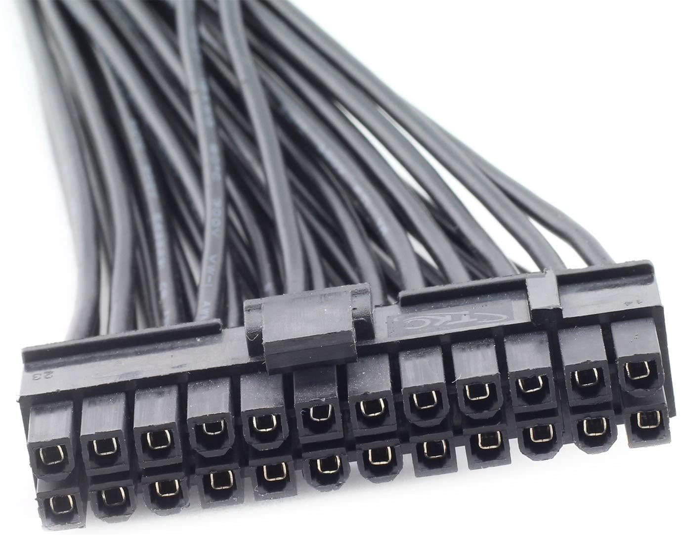 HRTGFD-SATA Cables, Dual PSU Power Supply 24-Pin Adapter Cable for ATX Motherboard 18AWG - 1FT