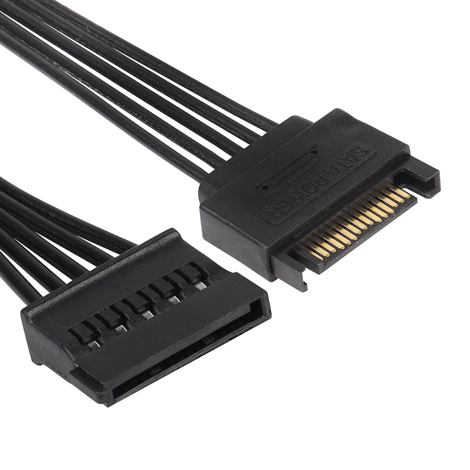 HRTGFD-SATA Power Splitter Cable - 15Pin Male to 5 Female Power Extension Hard Drive Cable for HDD, SSD and Optical Drives - 23.5cm
