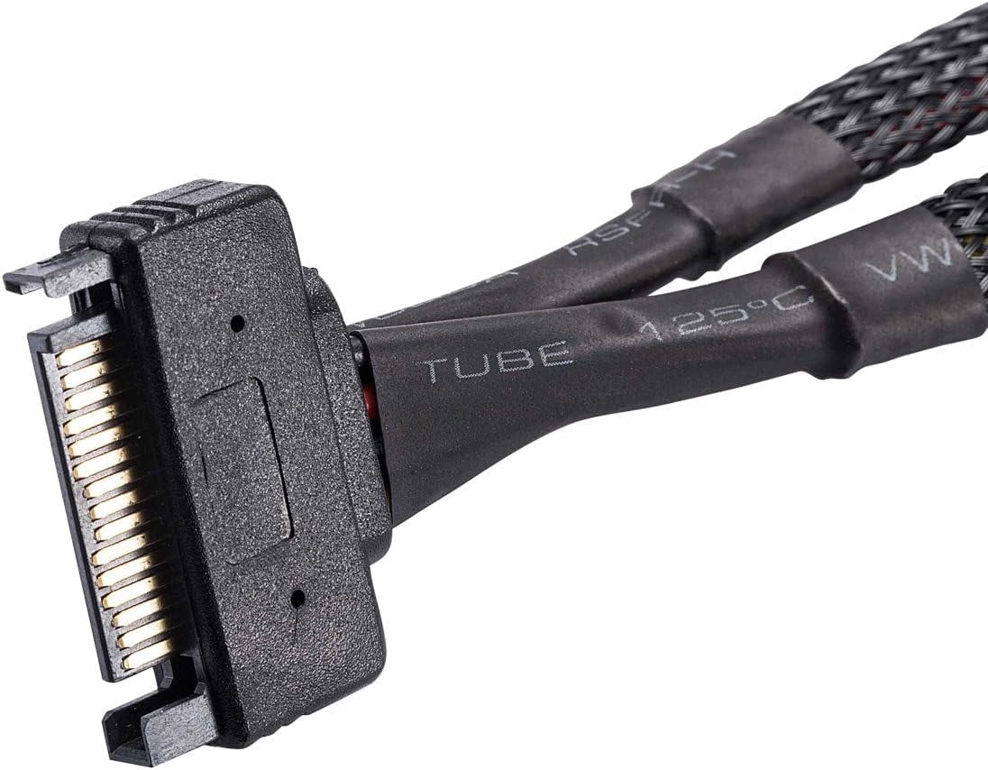 HRTGFD-SATA Power Splitter Cable (2 Pack) SSD Power Cable HDD Power Cable Hard Drive Power Cable 6-Inch/15cm SATA 15 Pin Male to 2xSATA 15 Pin Female Power Y-Splitter Extension Cable