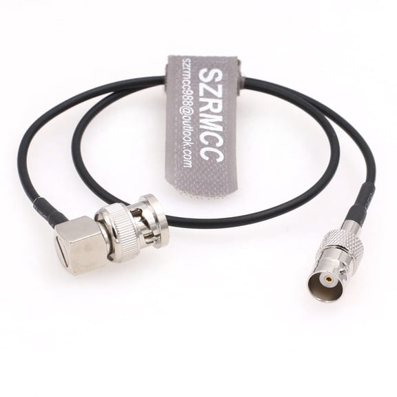 HRTGFD-SDI Cable BNC Male Right Angle to BNC Female 3G HD SDI Cable RG174 50ohm RF Coaxial Extension Cable for Blackmagic ARRI RED Camera Monitor Radio Recorder (30cm)