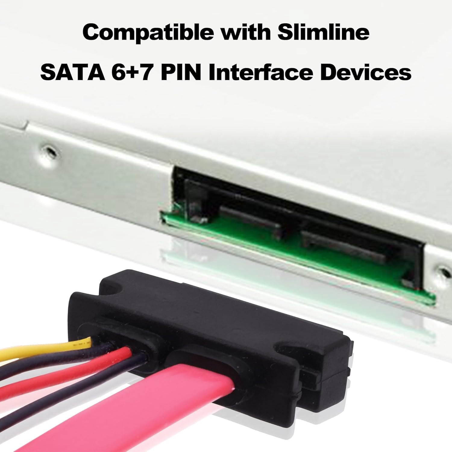 HRTGFD-Slimline SATA 13Pin (7+6) Pin Male to Female Extension Cable,13Pin Slimline SATA Laptop Optical Drive Adapter Data Power Cable for Laptop HDD SSD -50cm -2pcs