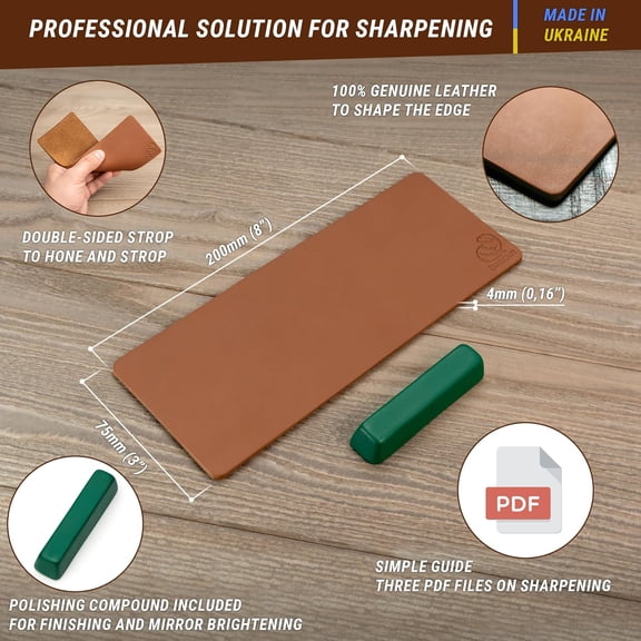 HRTGFD-Stropping Leather Strop for Knife Sharpening Strop LS2P1 - Knife Stropping Kit 3 x 8 IN - Knives Sharpener with Honing Strop Polishing Compound Set - Double Sided