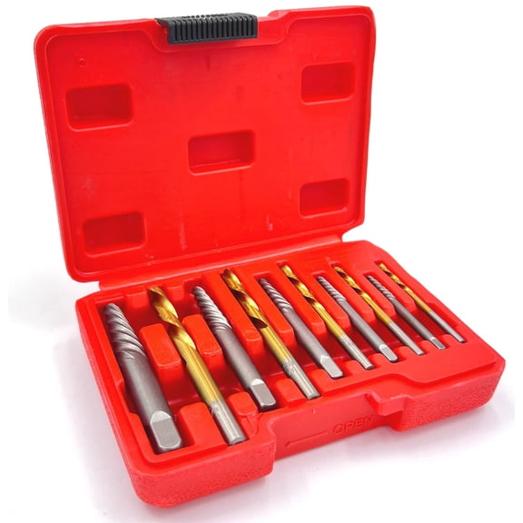 HRTGFD-TGHLMH 10-Piece Screw Extractor and Left Hand Drill Bit Set, Bolt Extractors, for Removing Broken Studs, Bolts, Socket Screws,
