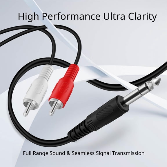 HRTGFD-TNP Premium 6 Ft 1/4 Inch (6.35mm) TRS to Dual RCA Y Splitter, Balanced TRS Cable, 1/4 Inch to RCA Adapter, Red and White