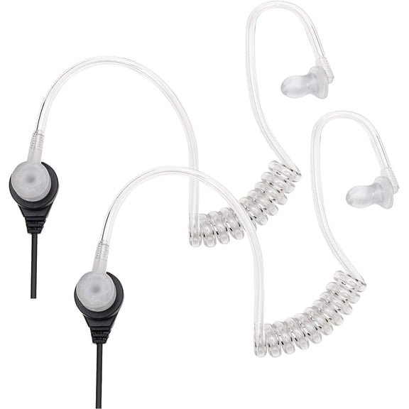 HRTGFD-Two Way Radio Earphones with mic Transparent Security Headsets VOX-PTT Compatible Midland GXT1000VP4 GMRS Two-Way Radio Pair