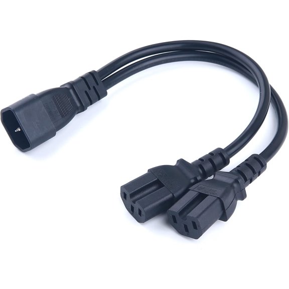 HRTGFD-UPS Server Y Splitter C14 to 2 x C15 Power Extension Cable,30cm
