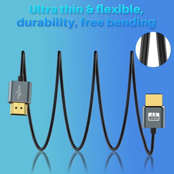 HRTGFD-Ultra-Thin HDMI to HDMI Cable 5FT, Hyper Slim HDMI 2.0 Cable, Extreme Flexible HDMI Cord Support 3D/4K@60Hz, 2160P, 1080P
