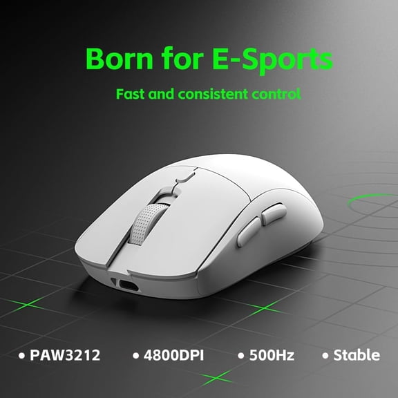 HRTGFD-Wireless Gaming Mouse,Tri-Mode Wireless (BT/2.4G/USB), 6-Level 4800 DPI Precision, RGB Lighting, Ergonomic Design, 6 Macro Buttons, Rechargeable for PC/Mac/Laptop (Black)