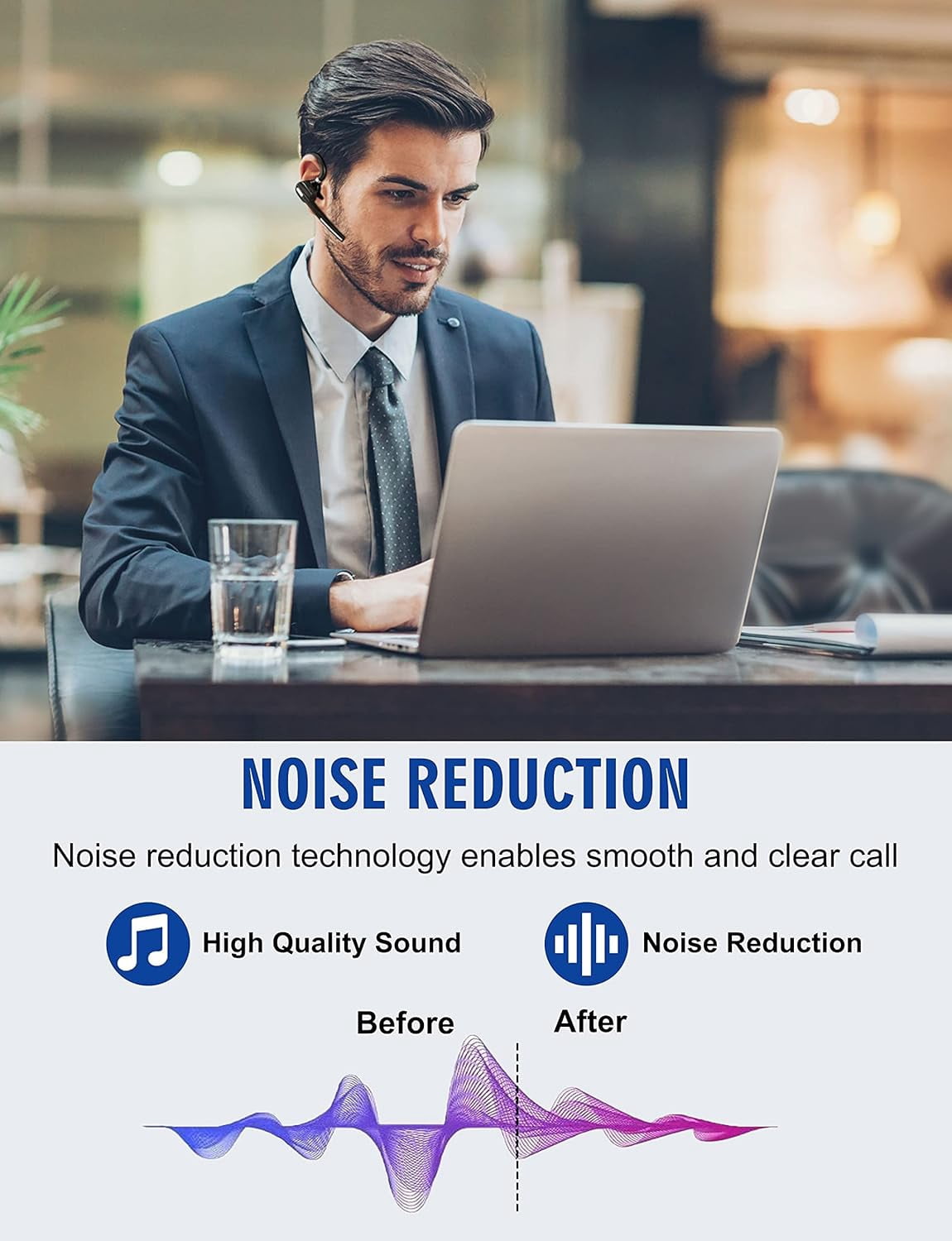 HRTGFD-Wireless Headset, Bluetooth Headset with Microphone