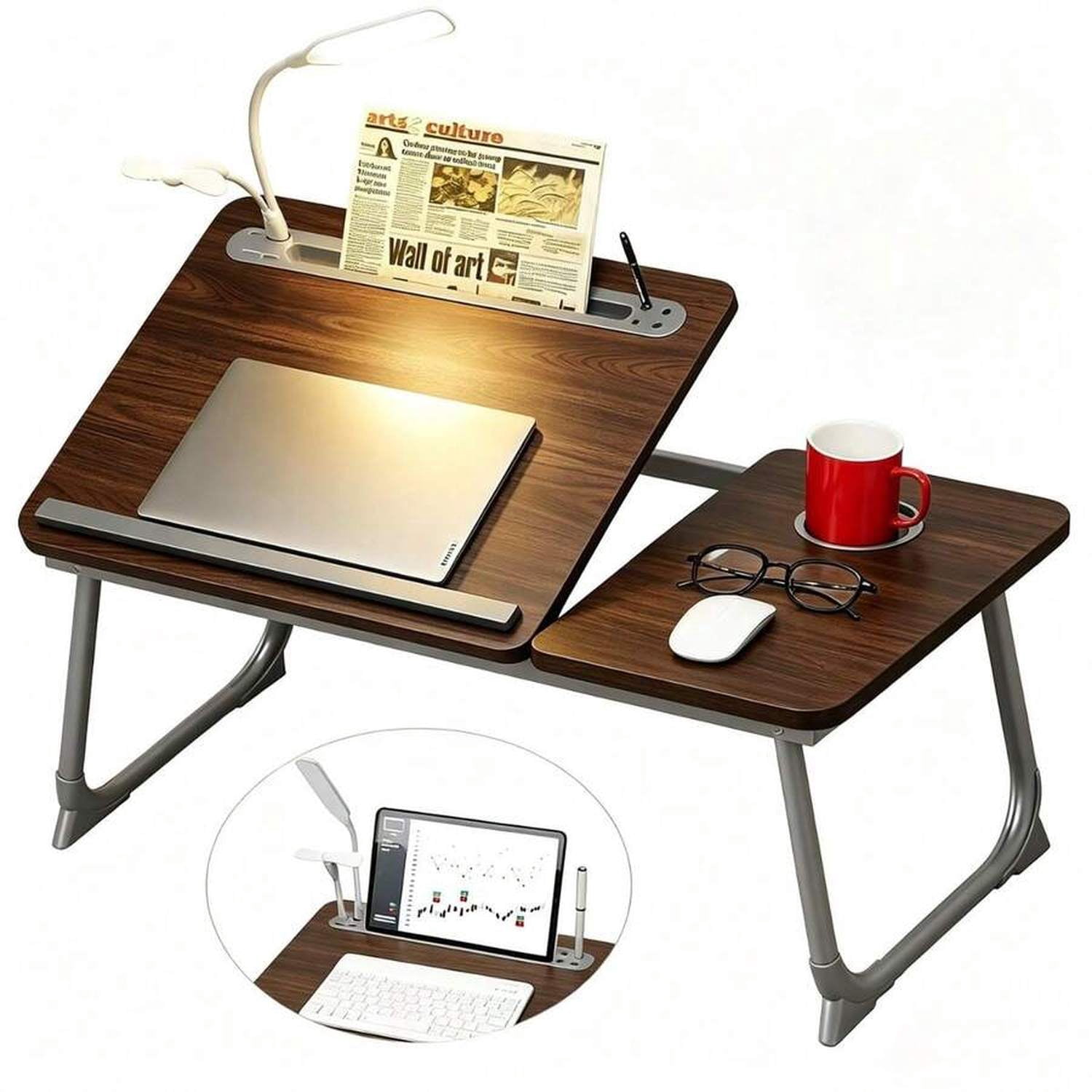 HRWGMUKVBG Adjustable Bed Laptop Desk,5 Angles Foldable Lap Tray Table ...