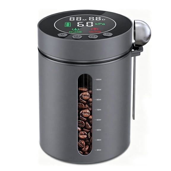 HRWOKI Coffee Canister,18 oz Automatic Vacuum Airtight Coffee Bean Storage Canister,Smart Sensor Rechargeable Container with LED for Kitchen