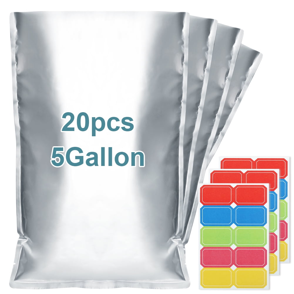 HRX 20pcs 5 GALLON Mylar Bags 10.5 Mil Mylar Bags for Food Storage