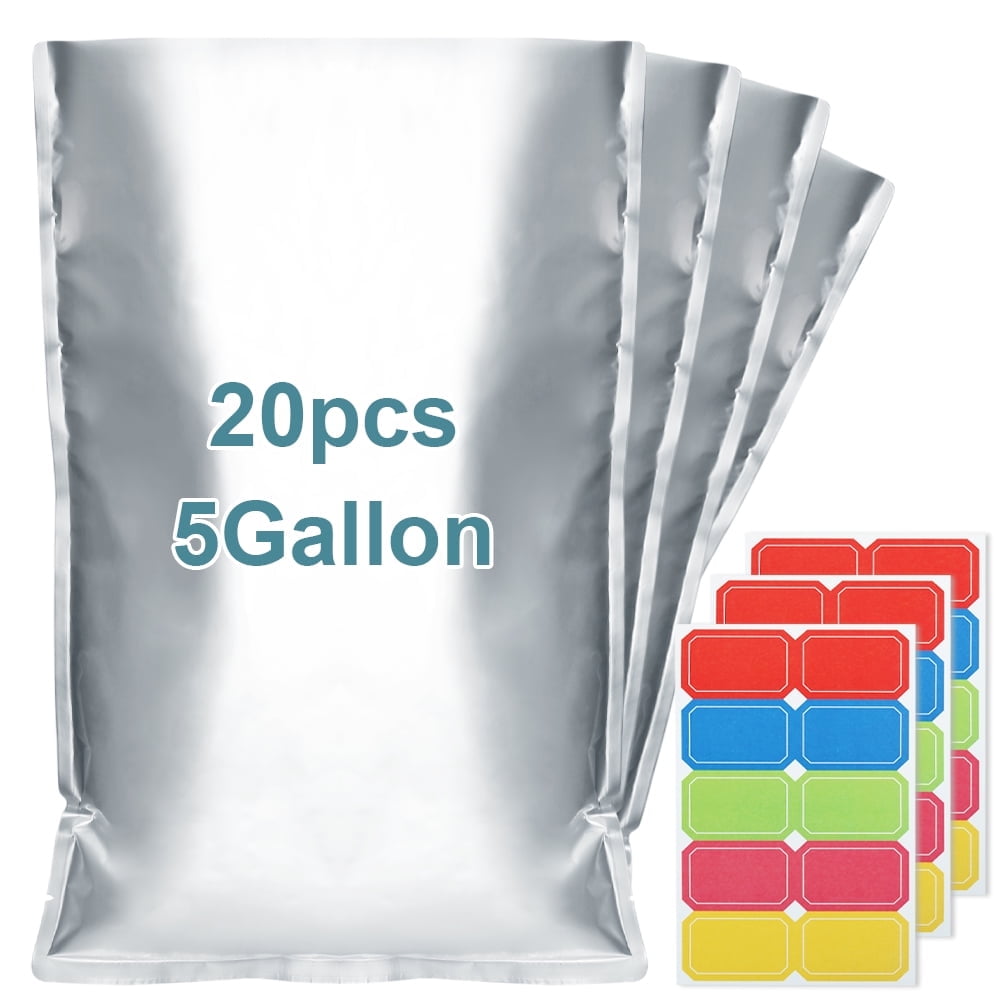 HRX 20pcs 5 GALLON Mylar Bags 10.5 Mil Mylar Bags for Food Storage with