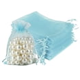 thumbnail image 1 of HRX Package 100pcs Organza Bags 4 x 6 inch, Mini Sheer Drawstring Organza Mesh Bags Drawstring Sheer Jewelry Pouches for Small Gift Christmas Party Candy Blue, 1 of 8