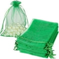 thumbnail image 1 of HRX Package 100pcs Organza Bags Green, 5x7 inch Mesh Drawstring Gift Bags Jewelry Pouches for Christmas Candy Party Gift Small Pouches, 1 of 9